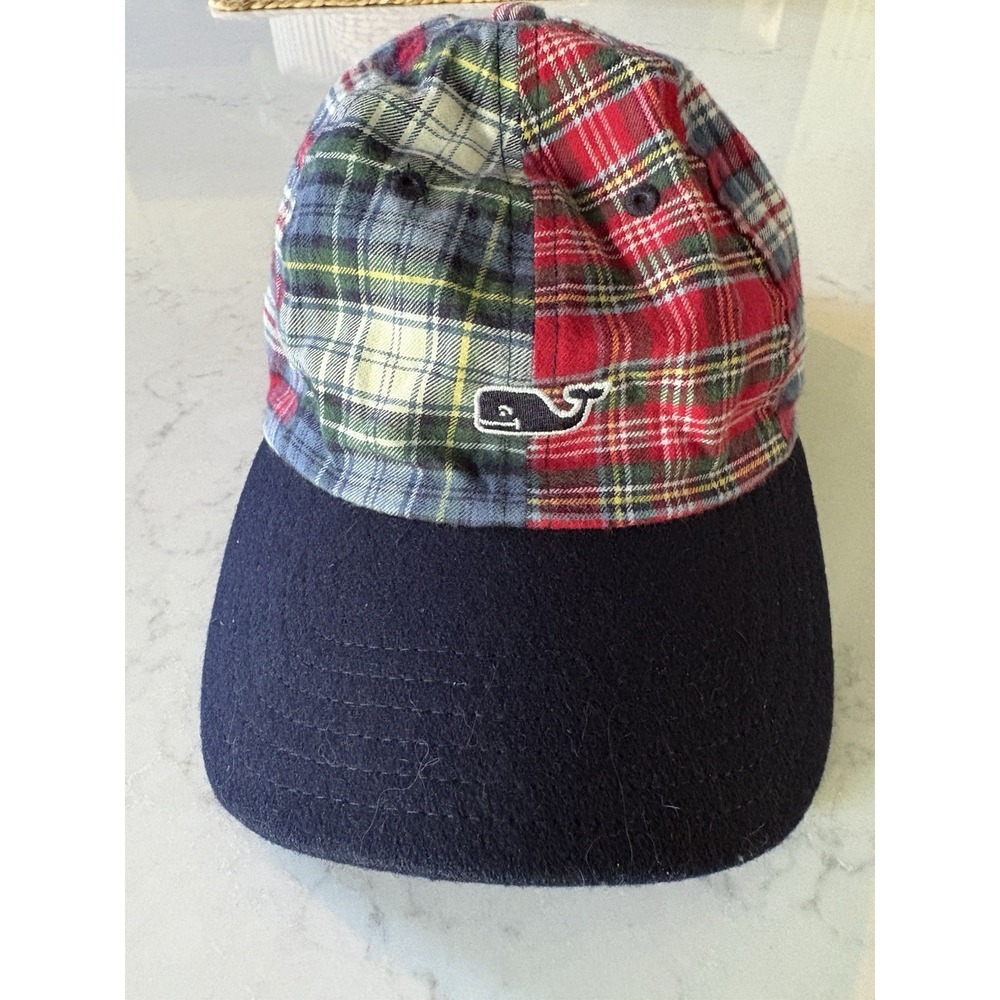 Vineyard Vines Patchwork Plaid Wool Blend Cap Preppy Heritage Adjustable Strap